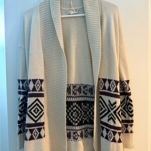 Cozy Cream w/purple and black Patterned Women's Sweater